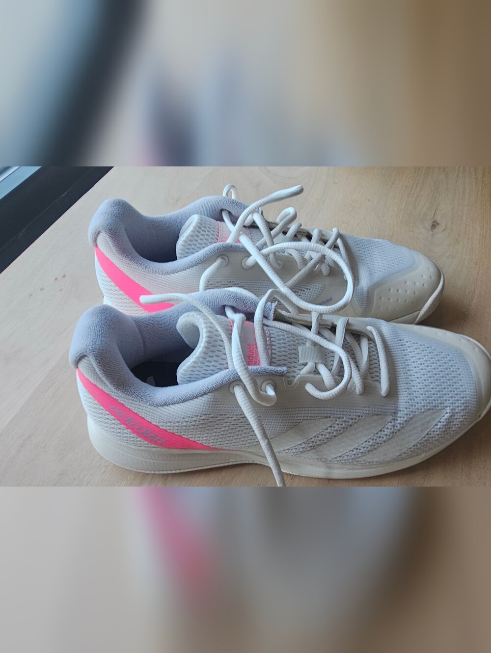 Adidas Women’s Pickleball Sneakers White with Pink Trim